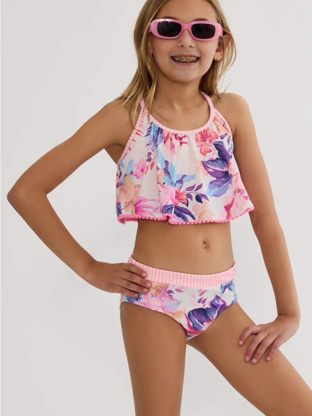 Beach Riot Little Tanvi & Janie Set Hibiscus Garden